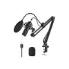 FIFINE K780A juodas kondensatorinis mikrofonas su laidu + laikiklis | USB