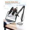 FIFINE T732 juodas kondensatorinis mikrofonas su laidu + laikiklis | USB