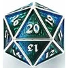 Hymgho Spindow Metal Behemoth Chonk D20-Sidabrinis w/Mėlyna&amp;Žalias 45mm
