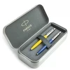 Parker Jotter Originals Geltona ir Mėlyna Tušinukų dovanų rinkinys su metaliniu dėklu