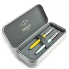 Parker Jotter Originals Geltona ir Pastel Mėlyna Tušinukų dovanų rinkinys su metaliniu dėklu