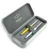 Parker Jotter Originals Geltona ir Pastel Mėlyna Tušinukų dovanų rinkinys su metaliniu dėklu