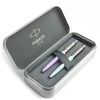 Parker Jotter Originals Lilac ir Pastel Mėlyna Tušinukų dovanų rinkinys su metaliniu dėklu