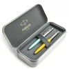 Parker Jotter Originals Mint ir Geltona Tušinukų dovanų rinkinys su metaliniu dėklu