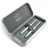 Parker Jotter Originals Rožinė ir Pastel Mėlyna Tušinukų dovanų rinkinys su metaliniu dėklu