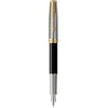 Parker Sonnet Premium Metal ir Juodas rašiklio rinkinys dėžutėje su dovanų maišeliu