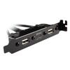 Akasa vidinis USB 3.0/2.0 į išorinį USB-C ir 2x USB 2.0 Type-A adapterio laidas - 40 cm, juodas