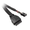 Akasa vidinis USB 3.0/2.0 į išorinį USB-C ir 2x USB 2.0 Type-A adapterio laidas - 40 cm, juodas