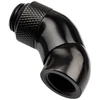 „Alphacool“ kampinis adapteris, 45 laipsnių dvigubai pasukamas, G1/4 lizdas į G1/4 lizdą, juodas