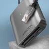 Axagon aliuminio didelės spartos USB-A 3.2 Gen 1 atminties kortelių skaitytuvas. 3 lizdai, UHS-II.