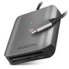 Axagon aliuminio didelės spartos USB-C 3.2 Gen 1 atminties kortelių skaitytuvas. 3 lizdai, UHS-II.