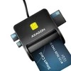 Axagon Compact stalinis USB kontaktas Smart/ID ir SD/Micro SD/SIM kortelių skaitytuvas su ilgu USB-A laidu.