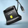 „Axagon CRE-SM4NC“ USB-C išmaniųjų kortelių skaitytuvas. Universalus stalinis USB kontaktinis išmaniųjų ID kortelių skaitytuvas su ilgu USB-C laidu.