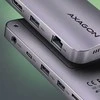 AXAGON kelių prievadų USB-C 10Gbps šakotuvas. NVMe/SATA M.2, HDMI ir DisplayPort. USB-C laidas 50 cm.