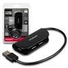 Axagon Handy keturių prievadų USB 2.0 šakotuvas su nuolat prijungtu USB kabeliu. Juodas.