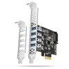 Axagon PCI-Express kortelė su keturiais išoriniais USB 3.2 Gen1 jungtys su dviguba galia. Renesas mikroschemų rinkinys. Standartinis ir žemas profilis.
