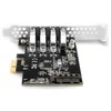 Axagon PCI-Express kortelė su keturiais išoriniais USB 3.2 Gen1 jungtys su dviguba galia. Renesas mikroschemų rinkinys. Standartinis ir žemas profilis.