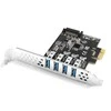 Axagon PCI-Express kortelė su keturiais išoriniais USB 3.2 Gen1 jungtys su dviguba galia. Renesas mikroschemų rinkinys. Standartinis ir žemas profilis.