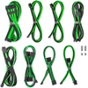 CableMod C-Series Pro ModMesh Sleeved 12V-2×6 12VHPWR Dual StealthSense Cable Kit for Corsair RMi, RMx (Juodas Label) – juodos spalvos/hell žalios spalvos