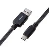 Klaviatūra CableMod Classic Coiled Cable susuktas klaviatūros laidas USB-C į USB Type A, Carbon Pilkas – 150cm