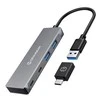 Graugear Pilkas USB Hub, 4 jungtys, 2x USB-A, 2x USB-C, incl. USB-C adapter