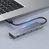 Graugear Pilkas USB Hub, 4 jungtys, 2x USB-A, 2x USB-C, incl. USB-C adapter