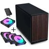 Lian Li DAN Cases A3-mATX - Walnuss, juodas + 3x UNI FAN SL-INF 120 ARGB Reverse Blade Lüfter + 1x Standard PWM Lüfter - 120mm (Inkl. Controller)