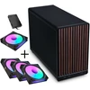 Lian Li DAN Cases A3-mATX - Walnut, juodas + 3x UNI FAN SL-INF 120 ARGB Reverse Blade Fans + 1x Standard PWM Fan - 120mm