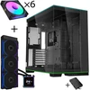 Lian Li O11D EVO RGB kompiuterio korpuso rinkinys + HydroShift II LCD-S 360TL AiO + 6x UNI FAN SL-INF 120 atvirkštinių menčių ventiliatoriai + UNI HUB SL-INF - juodas