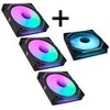Lian Lian Li "4er Pack" - 3x UNI FAN SL-INF 120 ARGB Reverse Blade PWM Lüfter &amp; 1x Standard Blade, 120mm - juodas (Ohne Controller)