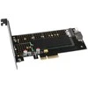 AXAGON PCEM2-DC PCI-E 3.0 4x - DUAL M.2 SSD (NVMe + SATA), dviguba įtampa, iki 110 mm SSD, ventiliatorius + radiatorius