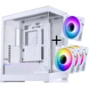 PHANTEKS NV Series NV5 MK2 ATX Case, Tempered Glass, DRGB - Matte Baltas + 3 Pack M25 Gen2 PWM D-RGB Fans Reverse Blade + 1x Standard Fan - 120mm