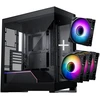 PHANTEKS NV Series NV5 MK2 ATX Case, Tempered Glass, DRGB - Satin Juodas + 3 Pack M25 Gen2 PWM D-RGB Fans Reverse Blade + 1x Normal Fan - 120mm
