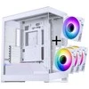 PHANTEKS NV-Serie NV5 MK2 ATX-Gehäuse, Tempered Glass, DRGB - Matte Baltas + 3er Pack M25 Gen2 PWM D-RGB Lüfter Reverse Blade + 1x Normal Fan - 120mm
