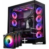 PHANTEKS NV Series NV7 E-ATX-Gehäuse, Tempered Glass, ARGB - juodas &amp; M25 Gen2 PWM D-RGB Lüfter 3er-Pack - Reverse Blade, 140mm + DRGB Kit