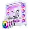 PHANTEKS NV Series NV7 E-ATX-Gehäuse, Tempered Glass, ARGB - baltas &amp; M25 Gen2 PWM D-RGB Lüfter 3er-Pack - Reverse Blade, 140mm + DRGB Kit