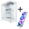 PHANTEKS NV7 - baltas + D30 PWM Reverse Airflow D-RGB fan, 3-pack - 120mm