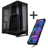 PHANTEKS NV7 - juodas + D30 PWM Reverse Airflow D-RGB fans, 3-pack - 120mm