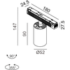 10,8W LED šviestuvas TUB M A į magnetinę sistemą IN_LINE, juodas, 4000K, 50°, 2G