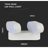 Sieninis šviestuvas V-tac 10W LED sieninis pakreipiamas šviestuvas, baltu korpusu, 3000K, IP65