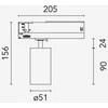 11,5W LED akcentinis šviestuvas LIGHT SHADOW į 3 fazių bėgelius, šlifuoto plieno sp., 3000K, DALI2