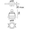1,2W LED įleidžiamas šviestuvas G-O, bronzos sp., 3000K, dimeriuojamas
