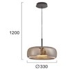 12W LED pakabinamas šviestuvas DECO, juodu korpusu/dūmų sp. stiklas, 3000K, 4319101