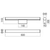 12W LED sieninis šviestuvas KALI, chromo sp., 3000/4000K, IP44, 01-3278