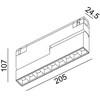 12W LED šviestuvas COMFORT B 205 į magnetinę sistemą IN_LINE, baltas, 3000K, 36°, DALI