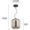 13W LED pakabinamas šviestuvas KIVA, juodu korpusu/dūmų sp. stiklas, 3000K, 4318601
