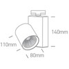 15W LED šviestuvas į bėgelius, baltas, 3000K, 65611NT/W/W