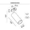 19W LED šviestuvas TUB M A 140 į magnetinę sistemą IN_LINE, juodas, 3000K, 50°