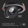 V-tac 20W LED įleidžiamas šviestuvas, juodas, 3000-6400K