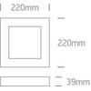 Lubinis šviestuvas 22W LED kvadratinis plafonas, baltas, 2700/3000/4000K, 62122F/W/V